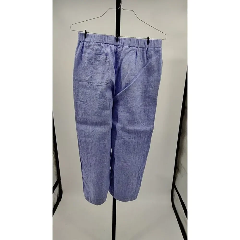 Quince Women 100% European Linen Pants 25" inseam French Blue Large - Picture 3 of 3